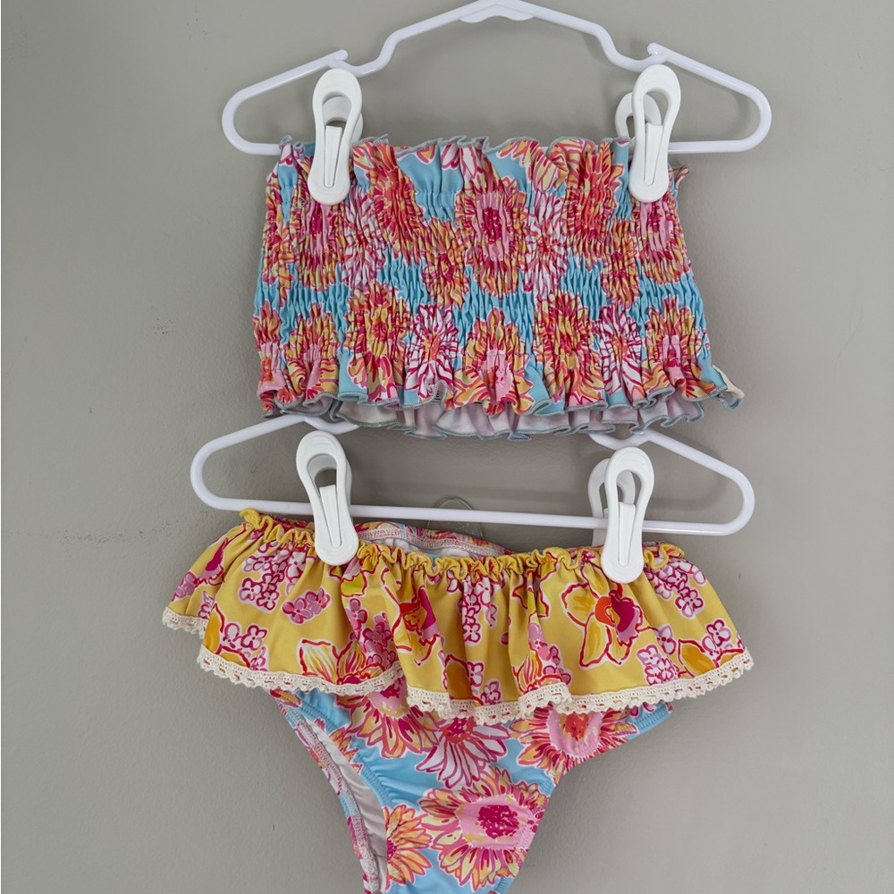 Cheeky Plum Floral Kids Bikini - Pink and Yellow